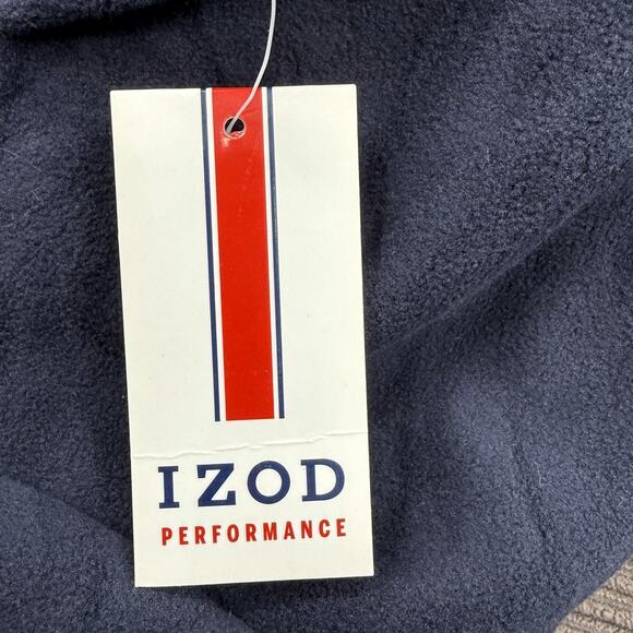 IZOD Polar Fleece Vest Mens XL Midnight Blue Performance Zip Pocket Sherpa Trim - Picture 10 of 11